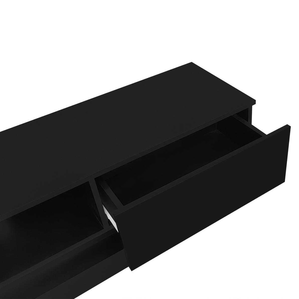 TV-LOWBOARD in Schwarz Hochglanz mit LED und 2 Schubladen 160/35/40.5 cm - Schwarz, Holzwerkstoff (160/40.5/35cm) - Redom