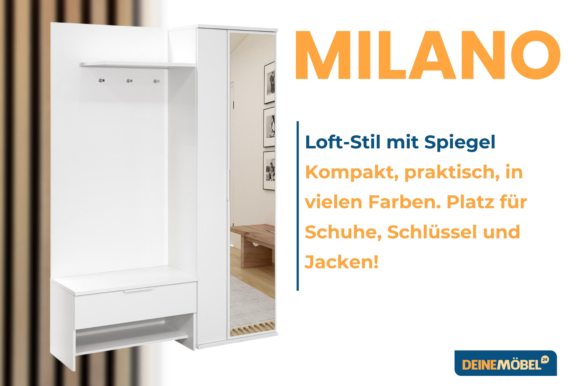 Thumbnail - Deine Möbel 24 Garderobe, Weiß, Holzwerkstoff, 140x200x40 cm, Garderobe, Garderoben-Sets & Serien, Garderoben-Sets