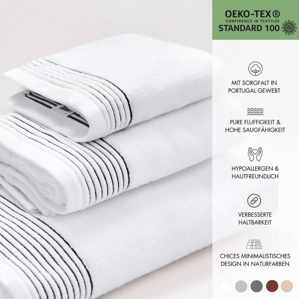 BADETUCH Pure Elegance, 100x150cm, Baumwolle, Weiß - Weiß, Textil (100/150cm) - SOWL
