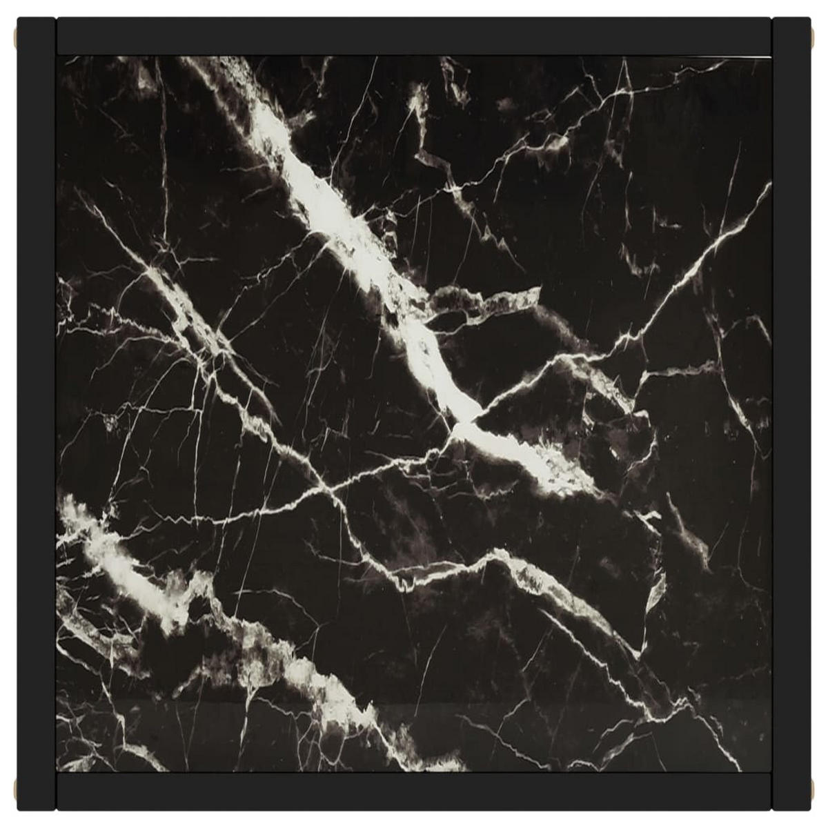 COUCHTISCH Schwarz mit Schwarzem Glas in Marmor-Optik 40x40x50 - Schwarz, Glas (40/40/50cm) - furnicato
