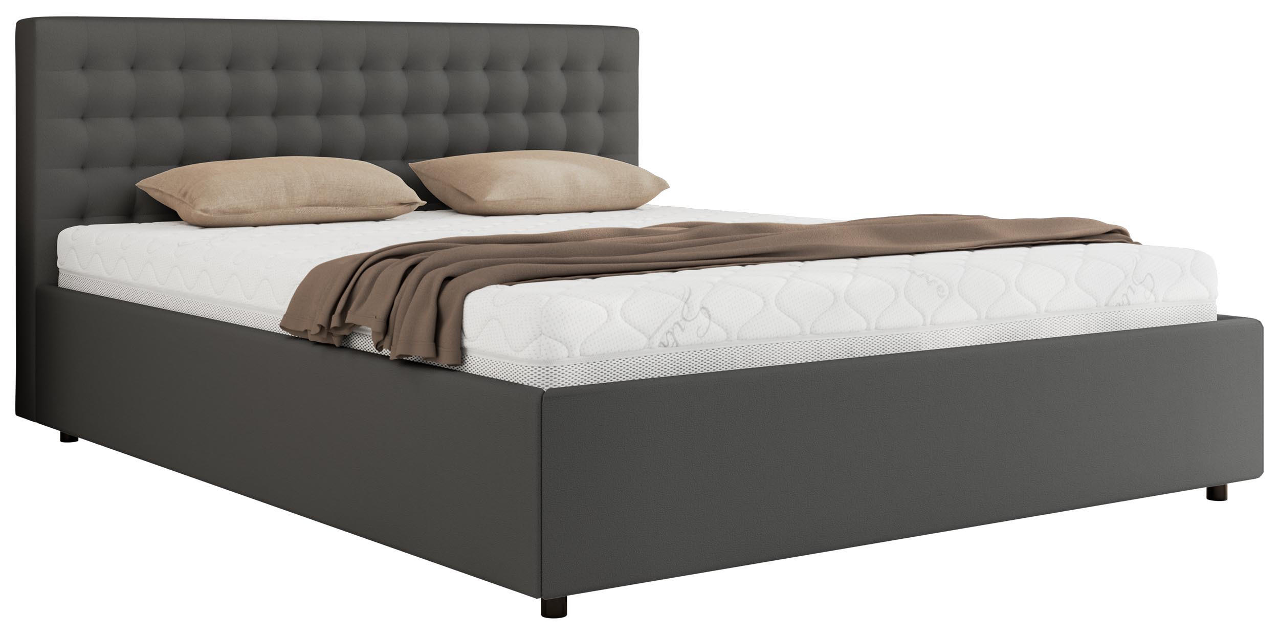 POLSTERBETT PAVO CLASSIC 180/200 - Grau Kunstleder - Multipocket-Matratze - Grau, Textil (180/200cm) - MKS