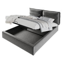 POLSTERBETT 140/200 cm Grau mit Verstellbares Kopfteil, Ohne Matratze - Grau, Textil/Metall (140/200cm) - Oxeza