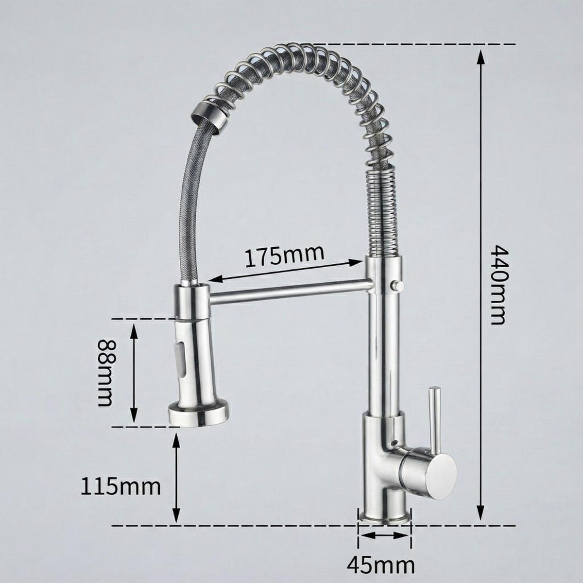 KÜCHENARMATUR, 440328 x 200 mm, silber - Silberfarben, Metall (57/6/27cm) - Vallsero