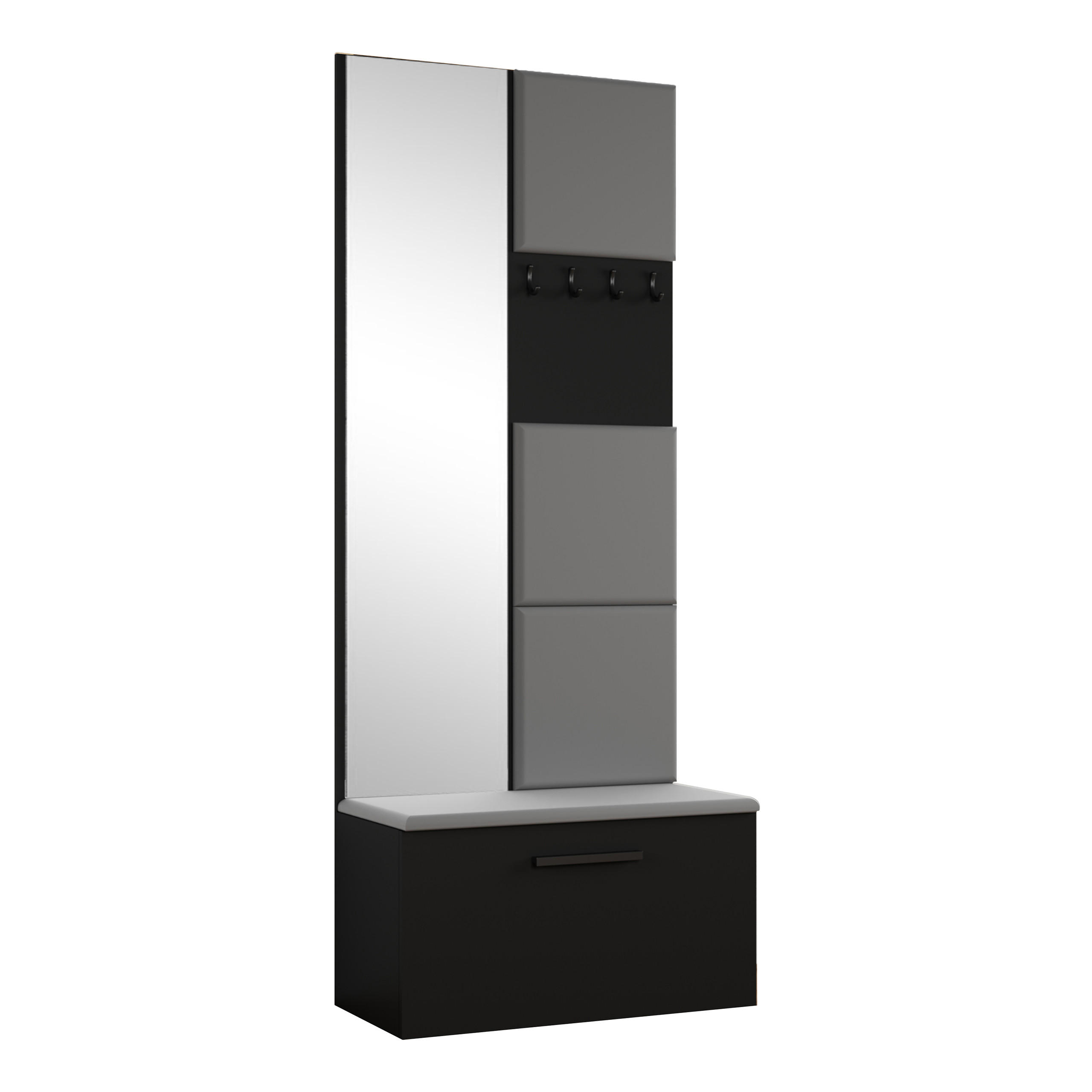 GARDEROBENSCHRANK MODULO 80,6/204/40 cm Modern Garderobe-Set Schwarz - Schwarz/Grau, Holzwerkstoff (80.6/204/40cm) - MASSENO