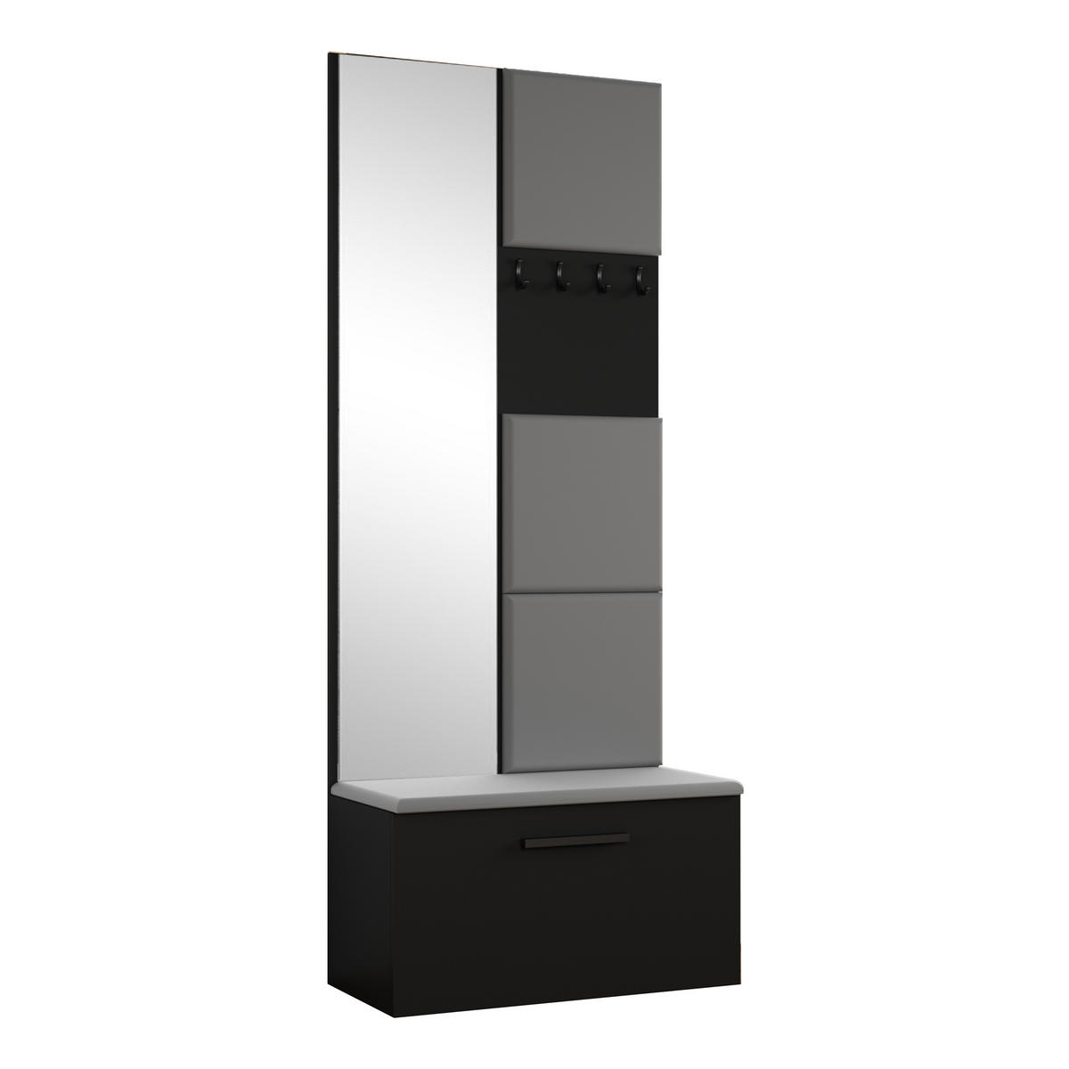 GARDEROBENSCHRANK MODULO 201,2/204/40 cm Modern Garderobe-Set Schwarz - Schwarz/Grau, Holzwerkstoff (201.2/204/40cm) - MASSENO