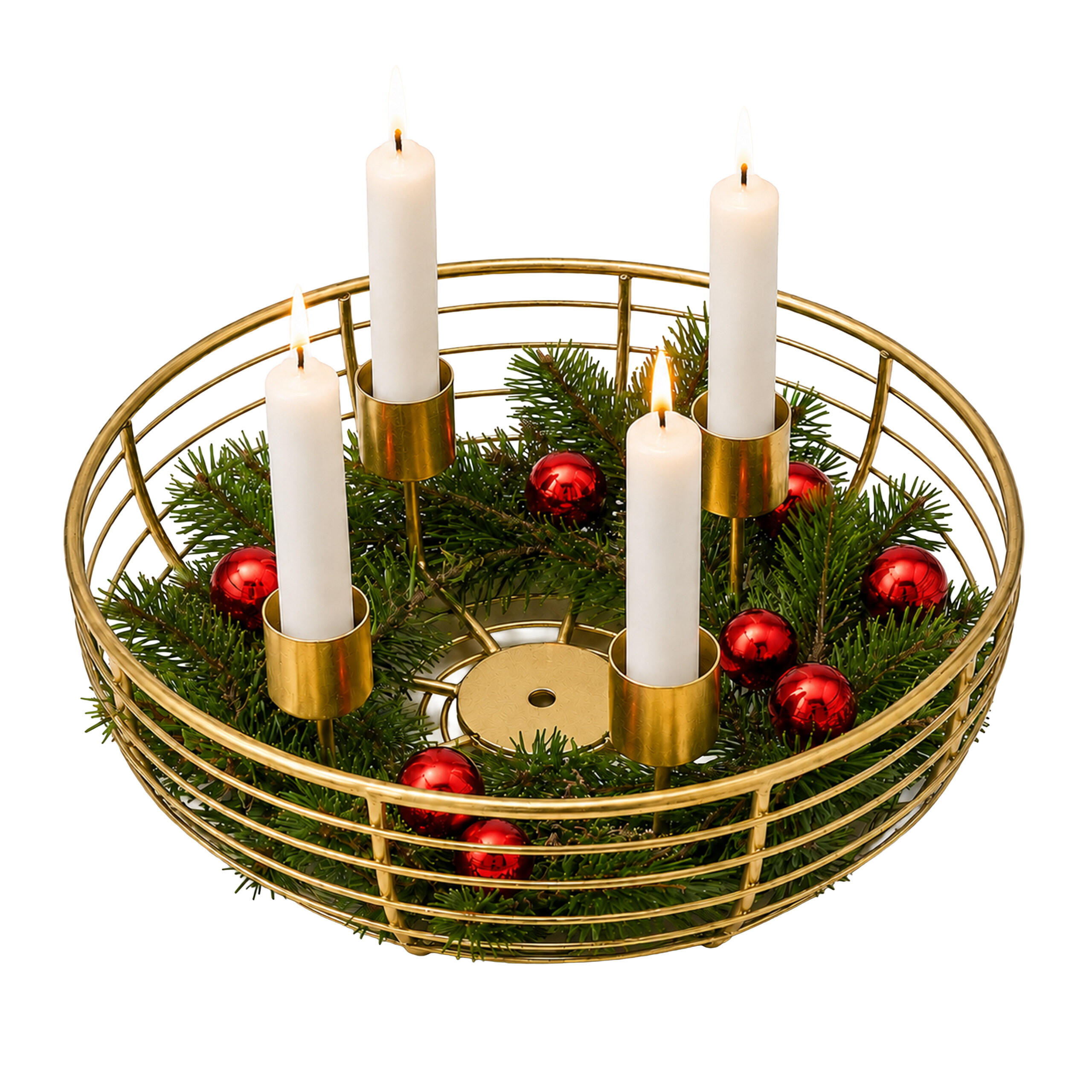 ADVENTSKRANZ Gold Metall 4 Kerzenhalter 6x20,5 cm - Goldfarben, Metall (6cm) - Relaxdays