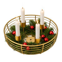 ADVENTSKRANZ Gold Metall 4 Kerzenhalter 6x20,5 cm - Goldfarben, Metall (6cm) - Relaxdays
