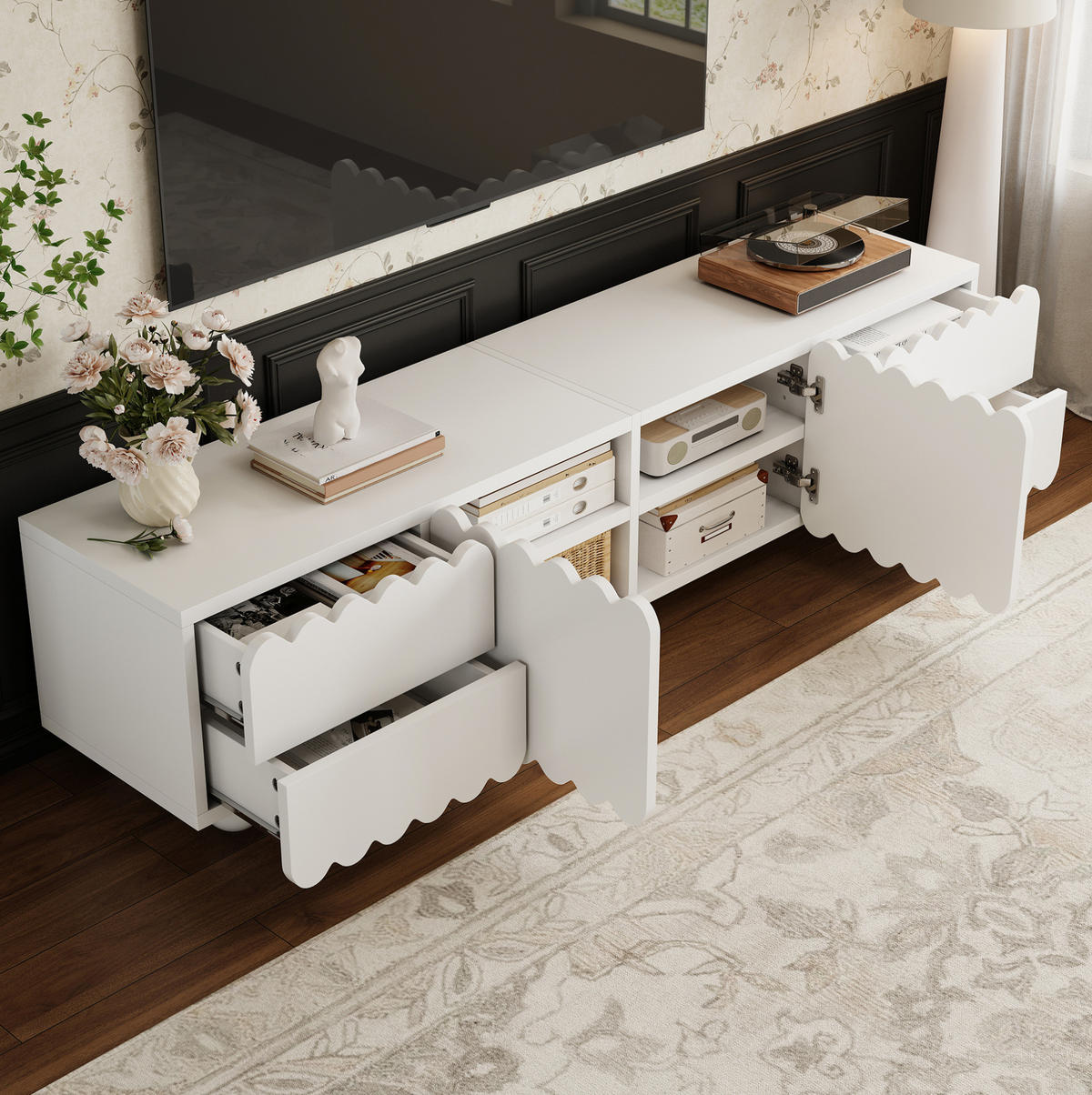 TV-SCHRANK mit Stauraum 175 x 38 x 37 cm Weiß MDF Holzwerkstoff - Weiß, Holzwerkstoff (38/37/175cm) - Beauniv