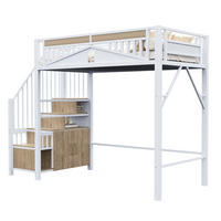 HOCHBETT 90/200 cm, Weiß mit Stauraum und Fensterdesign - Weiß, Metall (90/200cm) - MIVRAY