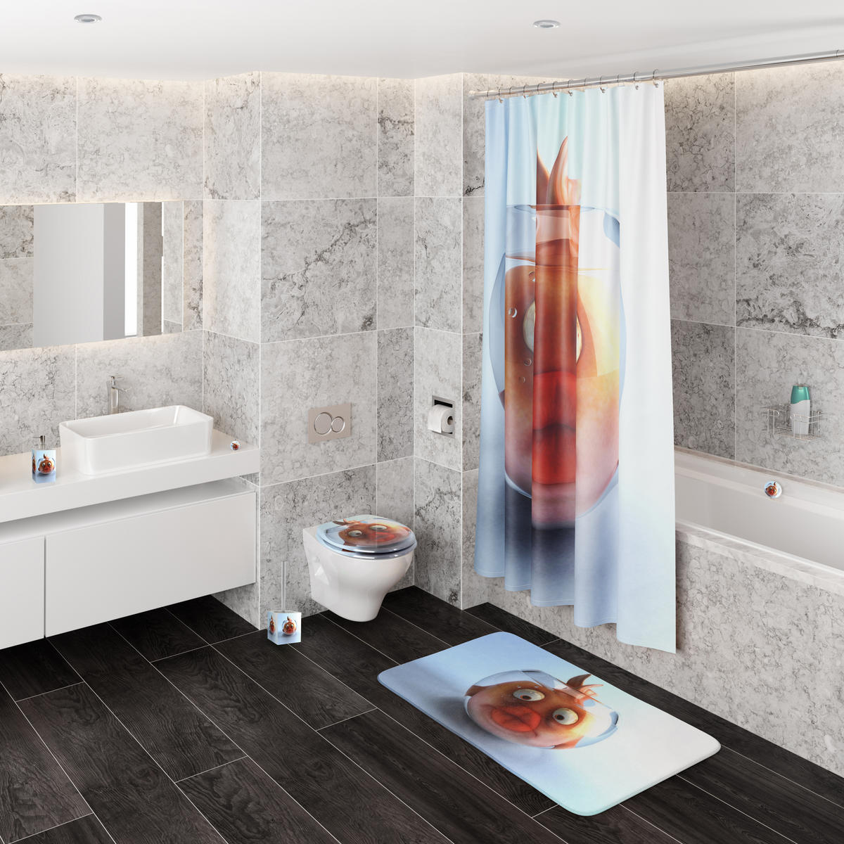 DUSCHVORHANG Goldfisch 180 x 200 cm - Orange, Textil (180/200cm) - Sanilo