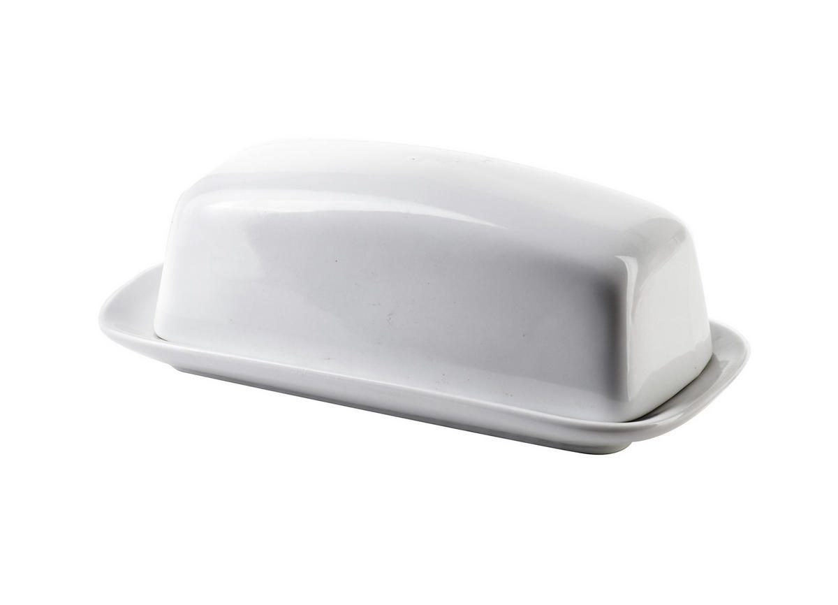 BUTTERDOSE Basic Weiß 17/15.5/14 cm Keramik - Weiß, Keramik (15.5/14/17cm) - Mondex