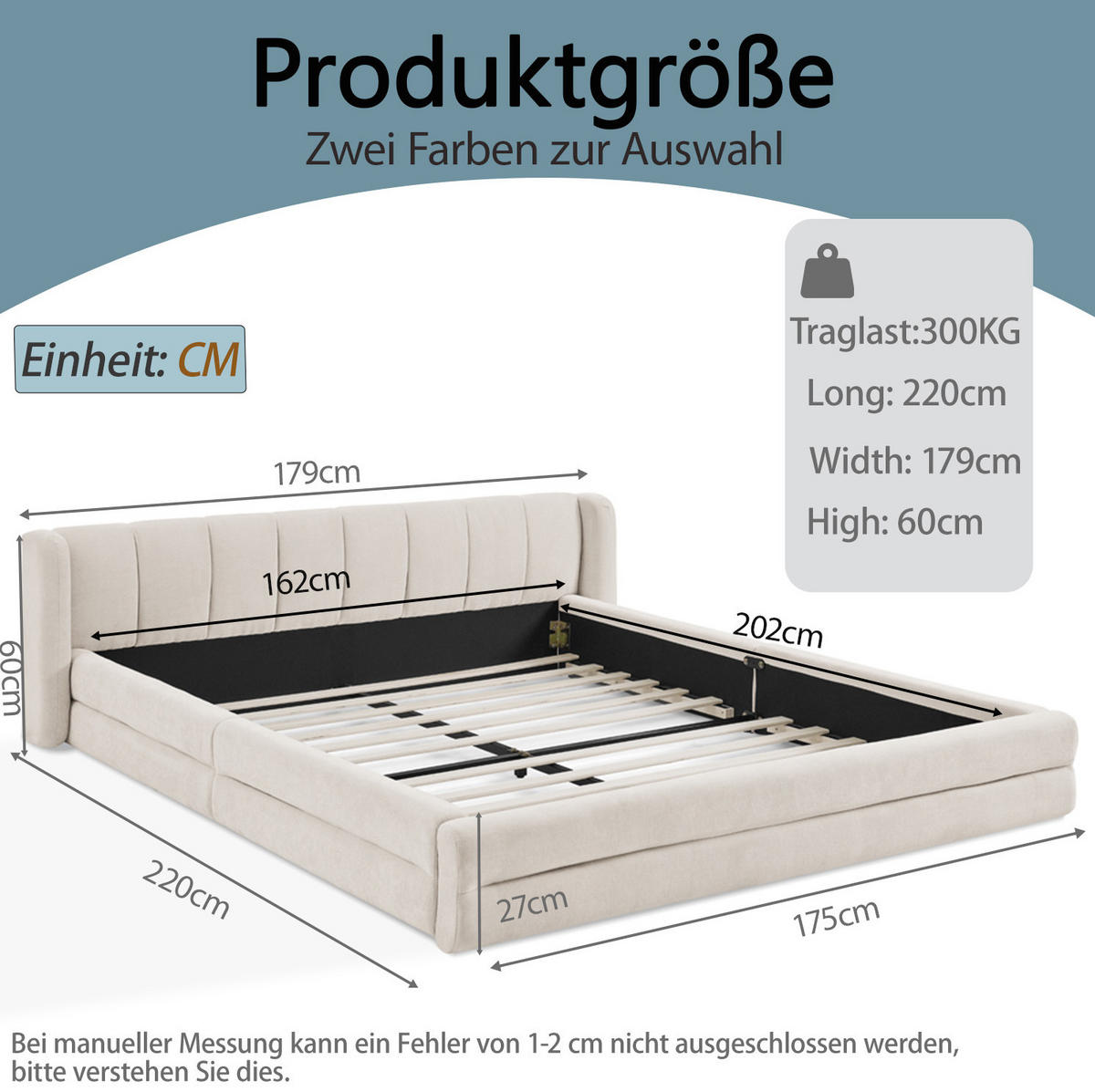 BETTGESTELL minimalistisch 160x200 cm Chenille Beige - Beige, Holz (160/200cm) - Meubliv