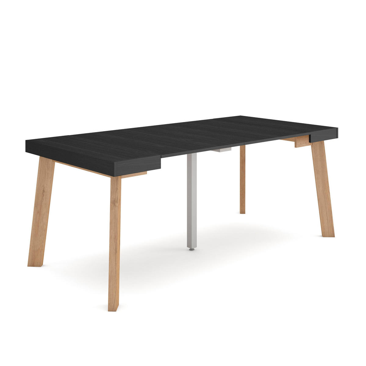 KONSOLENTISCH ausziehbar 58 bis 180cm, für 8 Gäste, schwarz, 90/58/73cm - Schwarz, Holzwerkstoff (90/180/73cm) - Skraut Home