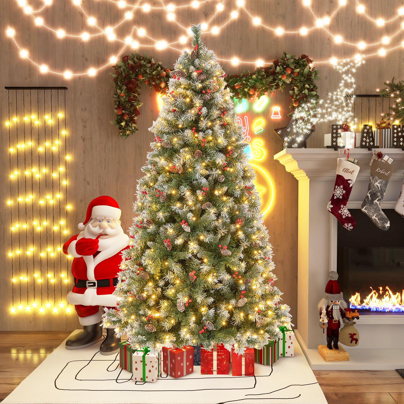 WEIHNACHTSBAUM 180cm Weiß - Grün, Kunststoff (180cm) - COSTWAY