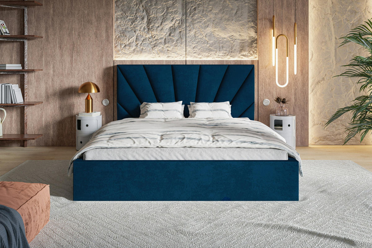 POLSTERBETT 180 x 200 cm Aris, Bettkasten, Lattenrost, Blau - Blau, Holz/Textil (180/200cm) - Emporius