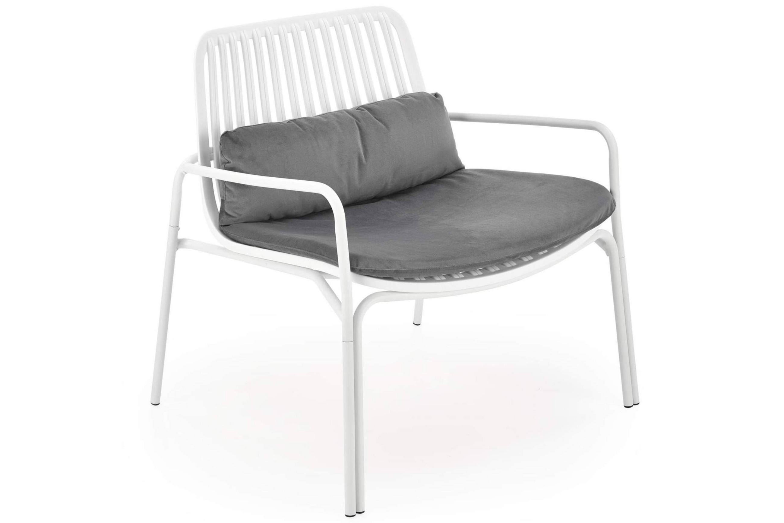 GARTENSESSEL ZALIO modern, weiß/grau - Weiß/Grau, Metall (75/66/71cm) - KONSIMO®