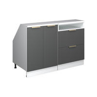 KUHINJSKI ORMAR ZA KOSINE KROVA R-Line Antracit-Zlatna 120 cm Set od 2 korpusa ormara, dubina 60 cm - bijela/antracit, drvni materijal (120/83.8/60cm) - Vicco