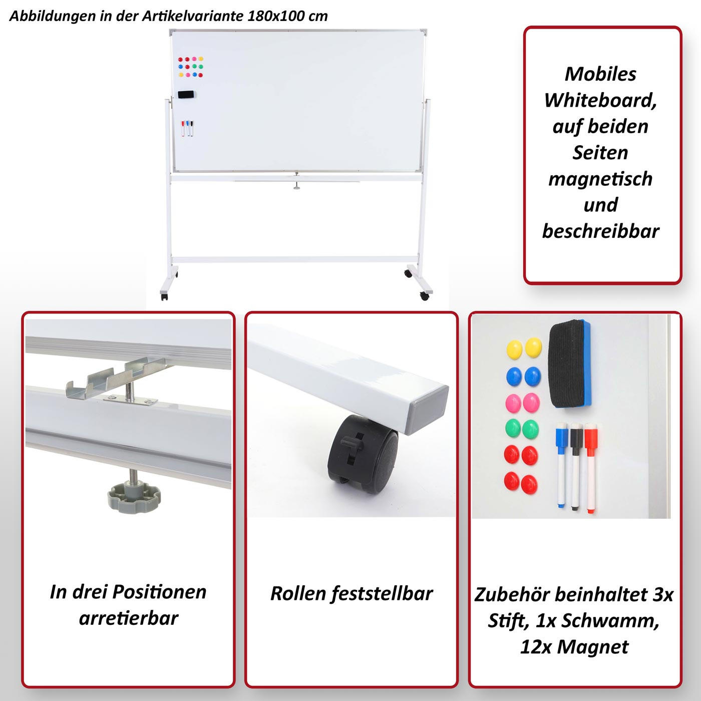 WHITEBOARD Weiß - Weiß, Metall (130/181/50cm) - MCW