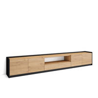 TV-SCHRANK, Lowboard, Eiche Schwarz, 310/37/50cm - Eichefarben, Holzwerkstoff (310/50/37cm) - Skraut Home