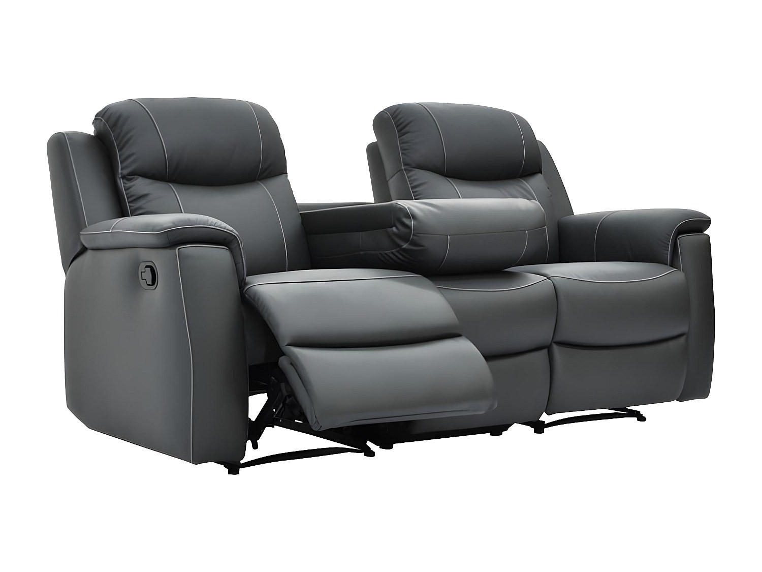 RELAXSOFA Leder 3-Sitzer - Anthrazit - EVASION - Anthrazit, Leder (96/100/205cm) - Vente-Unique