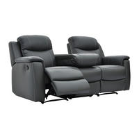 RELAXSOFA Leder 3-Sitzer - Anthrazit - EVASION - Anthrazit, Leder (205/100/96cm) - Vente-Unique