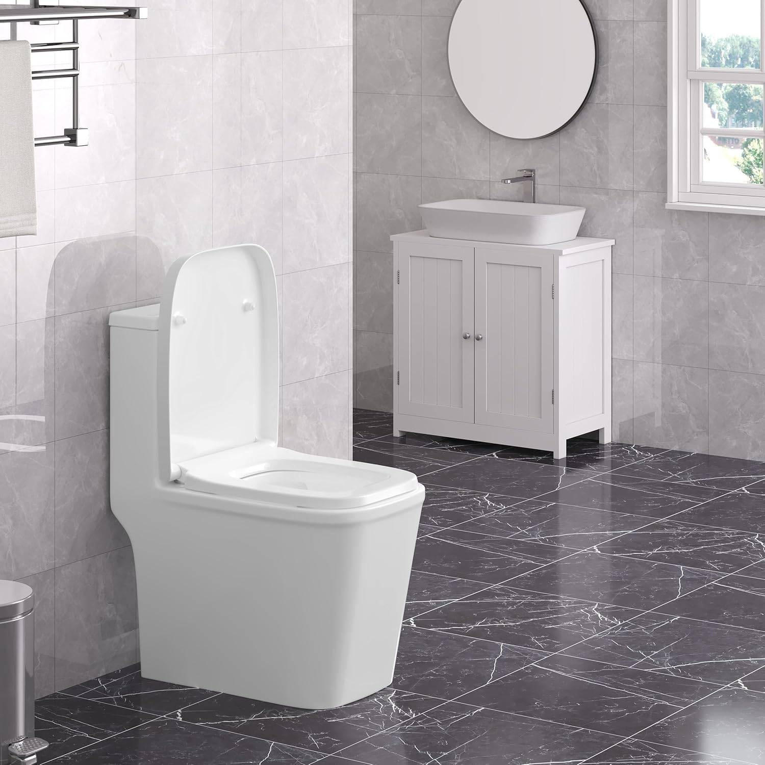 WC SITZ, Toilettendeckel, WC Sitz Eckig Weiß - Weiß, Kunststoff (36/5/45cm) - Woltu