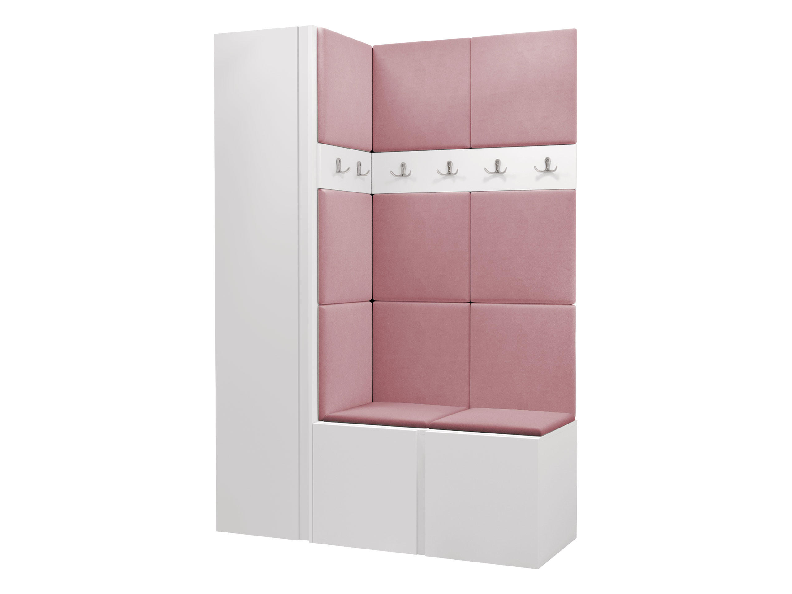 GARDEROBEN-SET Orion IX - Weiß/Rosa, Holzwerkstoff/Kunststoff (124/186/46cm) - MIRJAN24