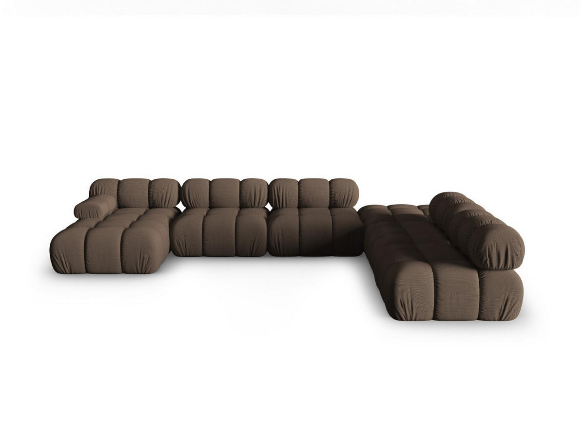 PANORAMASOFA modular rechts Bellis aus 3D-Stoff braun 7 Sitzplätze - Braun, Textil (282/70/376cm) - Micadoni