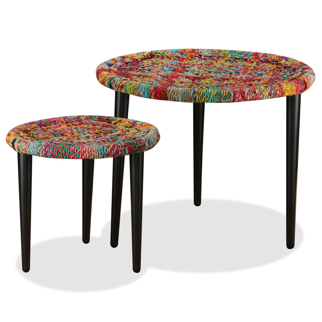 2-TLG. Couchtisch-Set Chindi-Details Mehrfarbig - Multicolor, Textil (59/59/47cm) - furnicato
