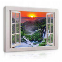 BILDER auf Leinwand Wasserfall Natur Modern 80x60 - Multicolor, Holzwerkstoff (80/60cm) - Wallarena
