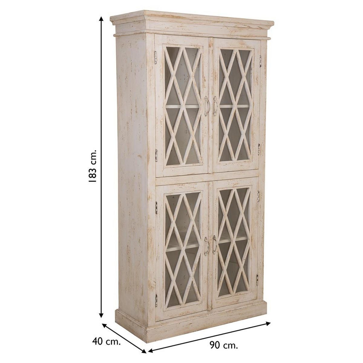 VITRINE aus Holz und Glas 90x40x183 cm - Beige, Holz (90/183/40cm) - Wanderlust