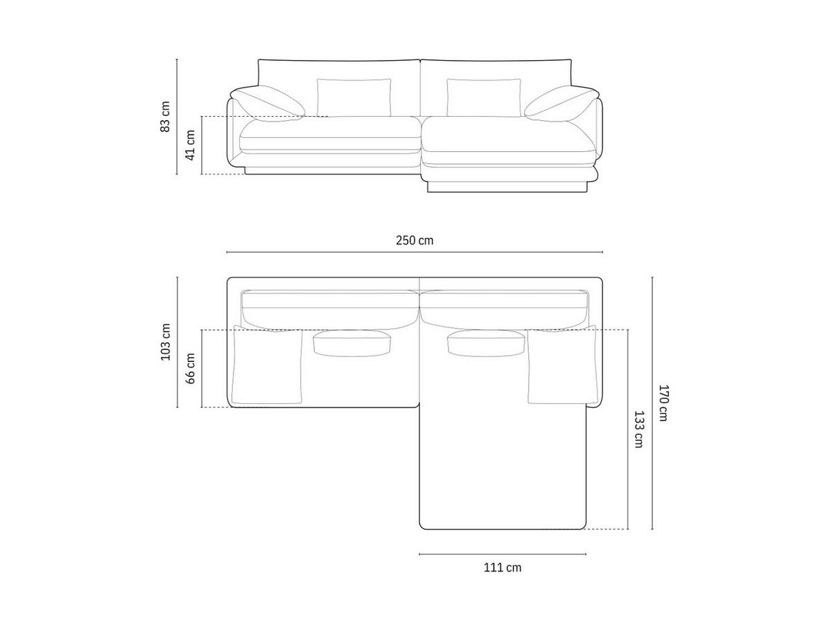 ECKSOFA rechts Torino aus strukturiertem Stoff leichtes beige 4 Sitzplätze - Creme, Textil (170/250cm) - Micadoni