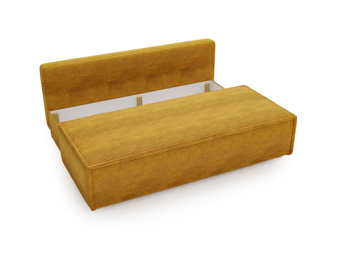 SCHLAFSOFA Mit Bettkasten DUO Poso Stoff Senffarbe - Gelb, Holz (198/89/90cm) - Kaiser Möbel