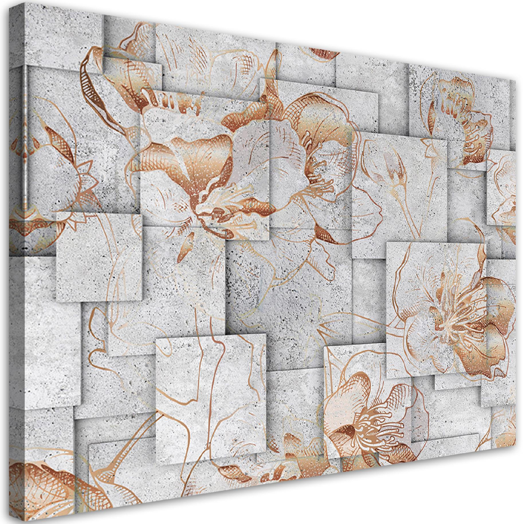 WANDBILD lilien blumen 3d hintergrund - Grau, Textil (60/40cm) - Feeby