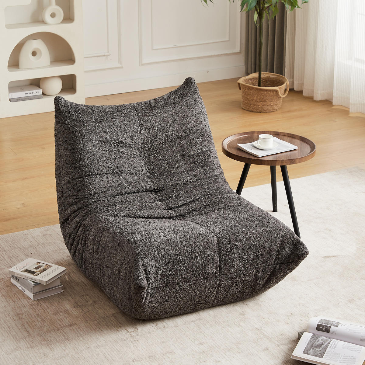 SITZSACK Chenille Grau - Grau, Textil (94/71/101cm) - WISHDOR