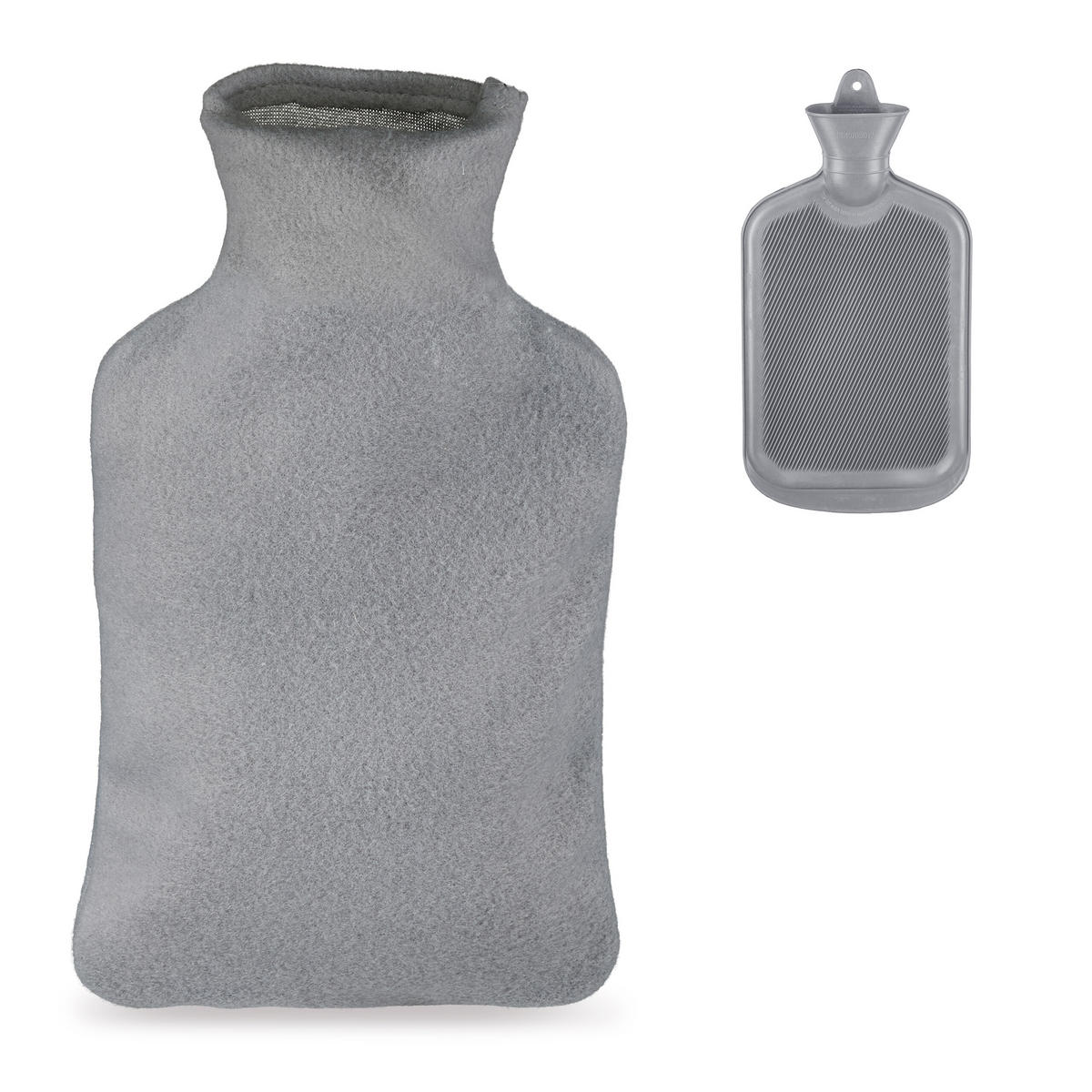 WÄRMFLASCHE - Grau, Kunststoff/Textil (19.5/36/5cm) - Relaxdays