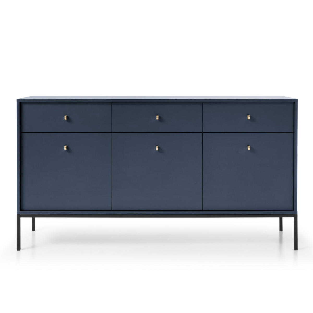SIDEBOARD MONDO 154/83/39 cm mit 3 Schubladen 3 Türen Blau - Blau, Holzwerkstoff (154/83/39cm) - MASSENO