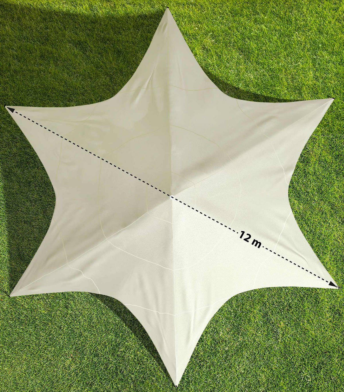 STERNZELT Tilda 12 m Kunststoff Creme Sonnensegel - Creme, Kunststoff (1200/500/1200cm) - DELUKE