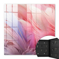 SCHLÜSSELBOX Schwarz 30x30 cm- Türöffnung nach rechts - Wunderschöne rosa Federn - Pink, Metall (30/30/5cm) - TULUP