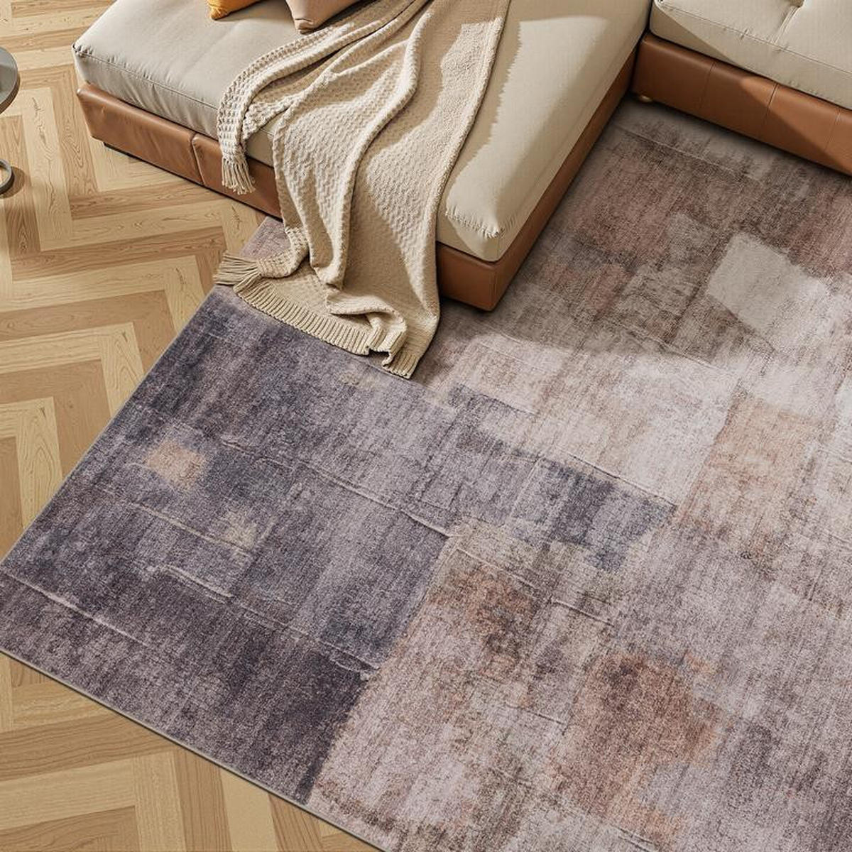 TEPPICH waschbar Flanel Beige/Braun 80x150 cm - Multicolor, Textil (80/150cm) - Vercai Rugs