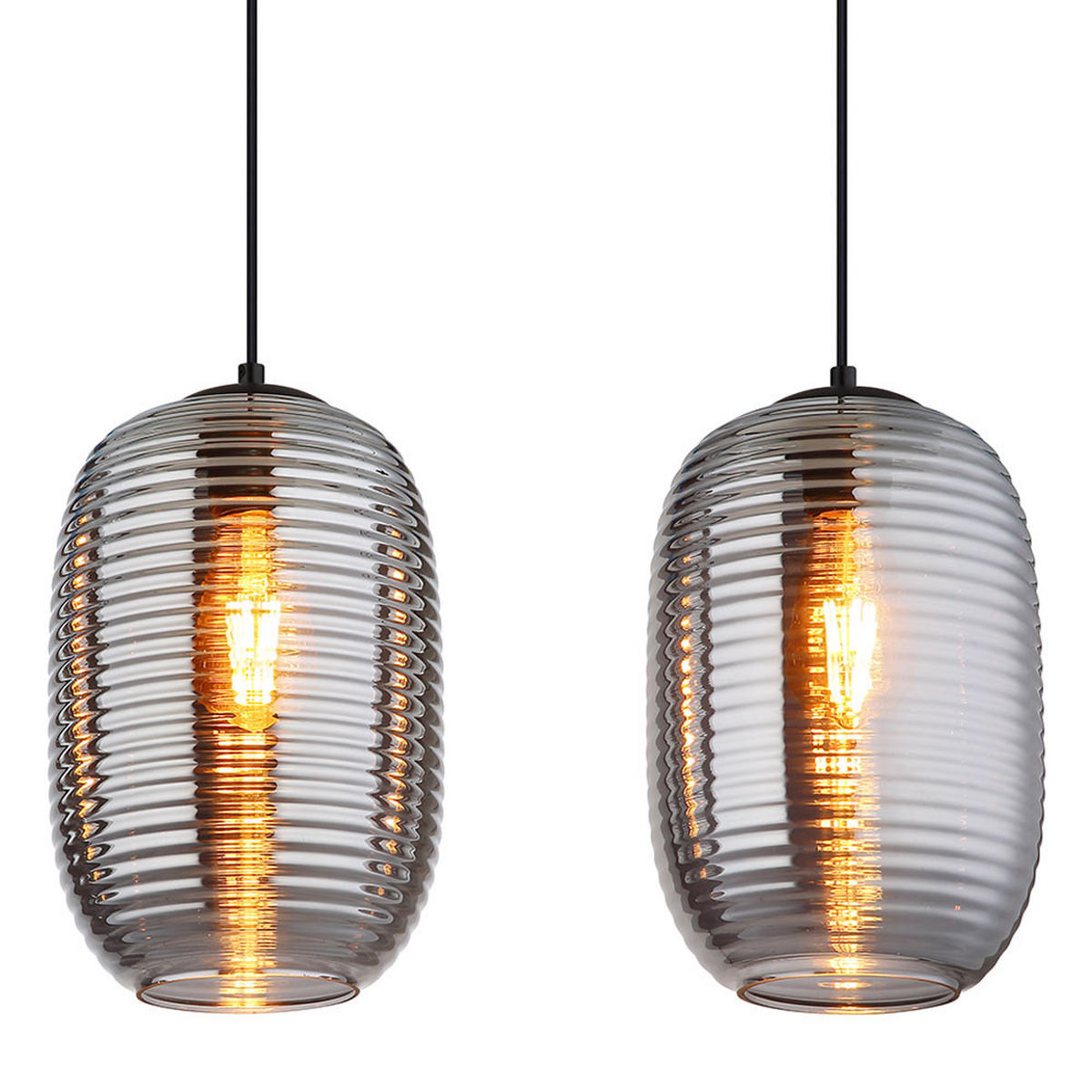 PENDELLEUCHTE Metall Schwarz Rauchglas - Schwarz, Glas (109/20/120cm) - Globo Lighting