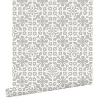 TAPETE abgenutzte Fliesen 53 cm x 10.05 m - Braun, Papier (53/1000cm) - ESTAhome