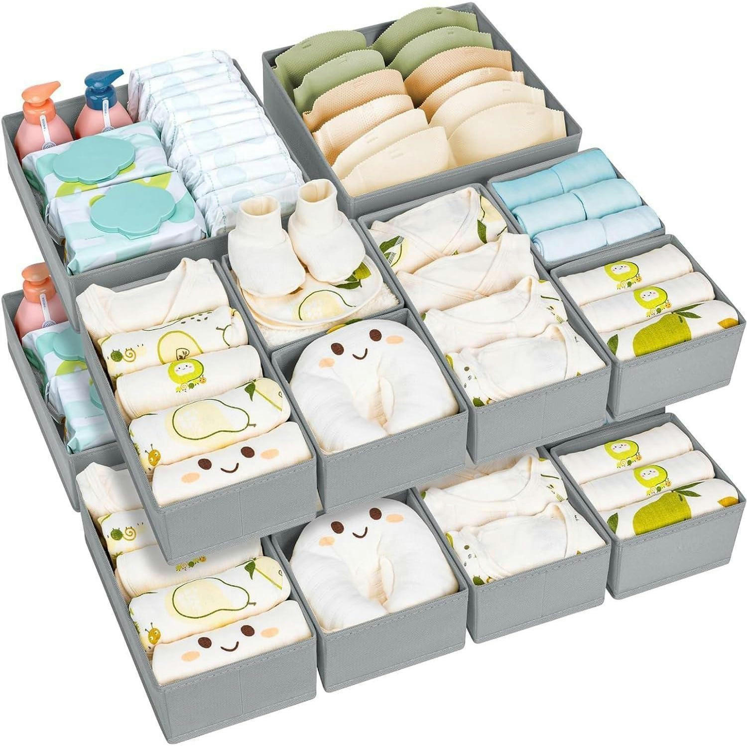 SCHUBLADEN Organizer 15-teiliges Set Hellgrau - Grau, Textil (15/9/30cm)