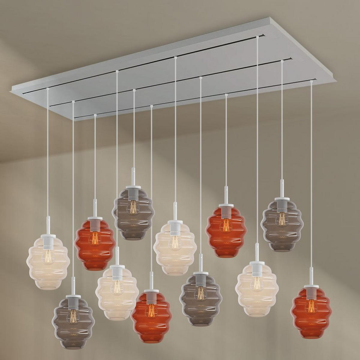 HÄNGELEUCHTE Echos 12-flammig Mehrfarbig Ø 18cm - Multicolor/Weiß, Glas (18/18/20cm) - s.luce