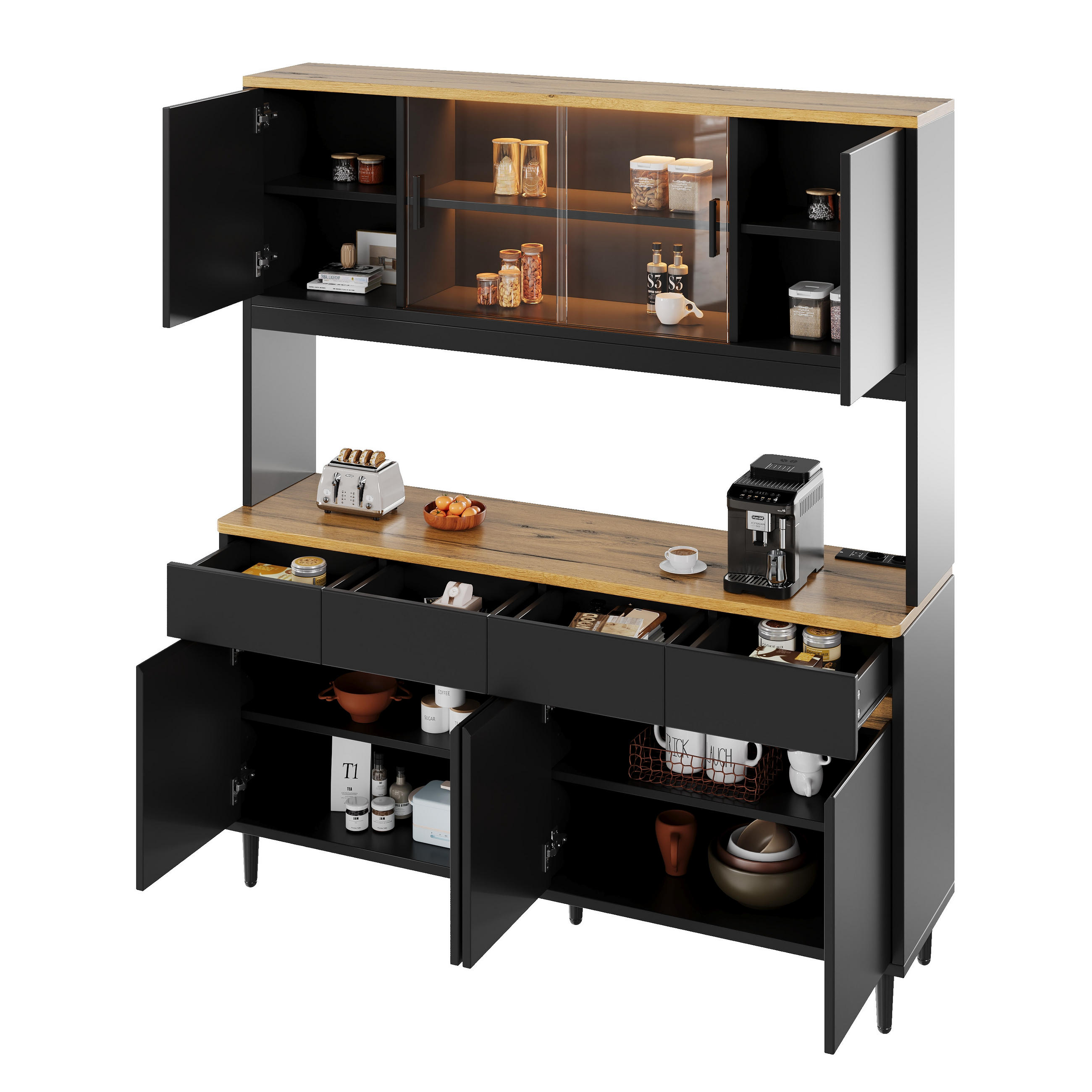 Evryae Buffet Schwarz 160x185x40 cm