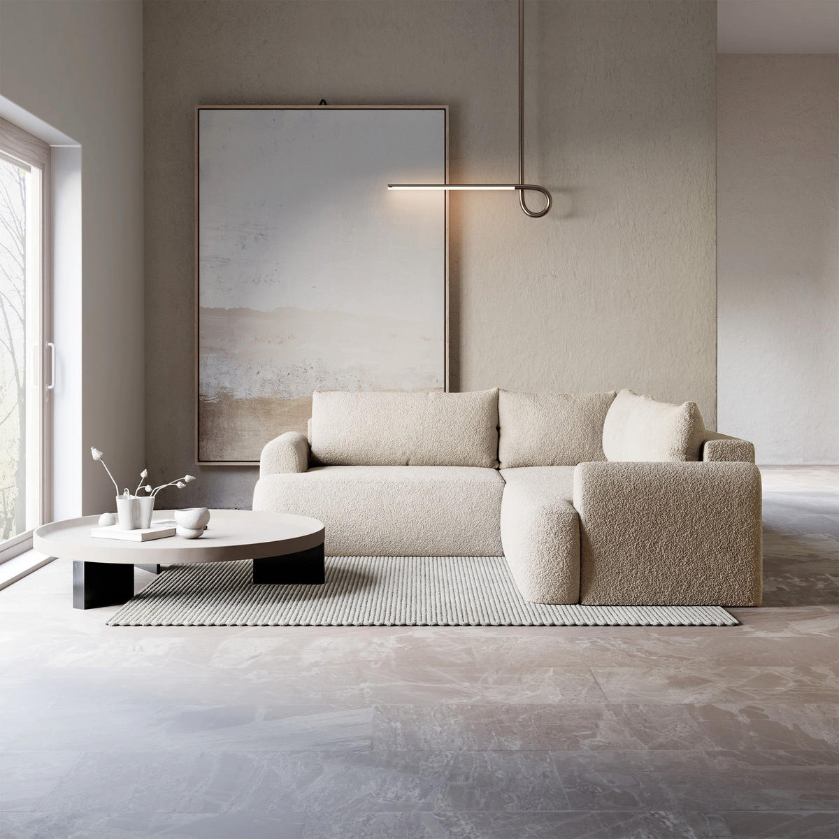 ROHOVÁ POHOVKA Ovo Béžová látka univerzální s úložným prostorem - černá/béžová, textil/plast (245/245cm) - Selsey