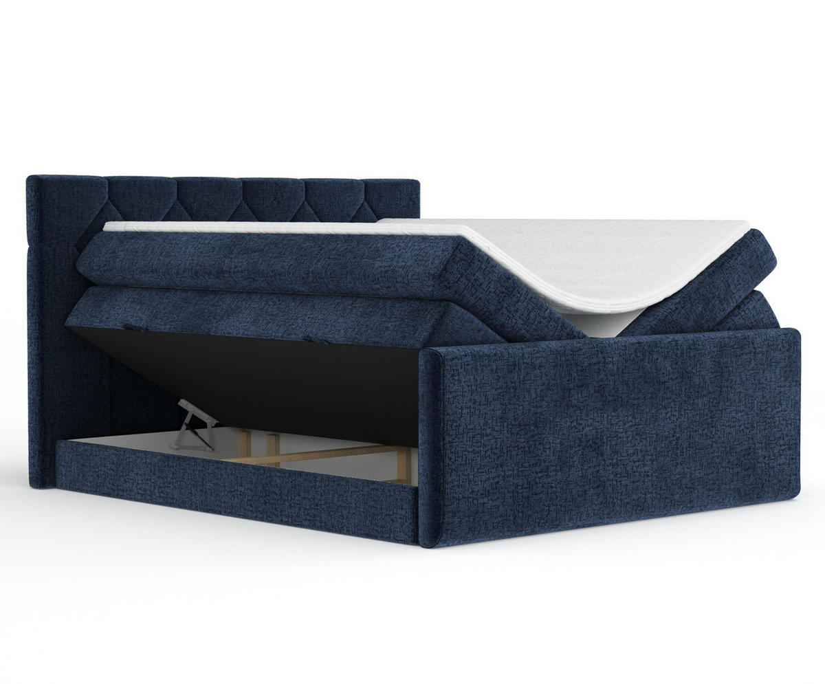 BOXSPRINGBETT Toma Marineblau 160/200 cm - Schwarz/Dunkelblau, Holz/Holzwerkstoff (160/200cm) - Maison de Reve