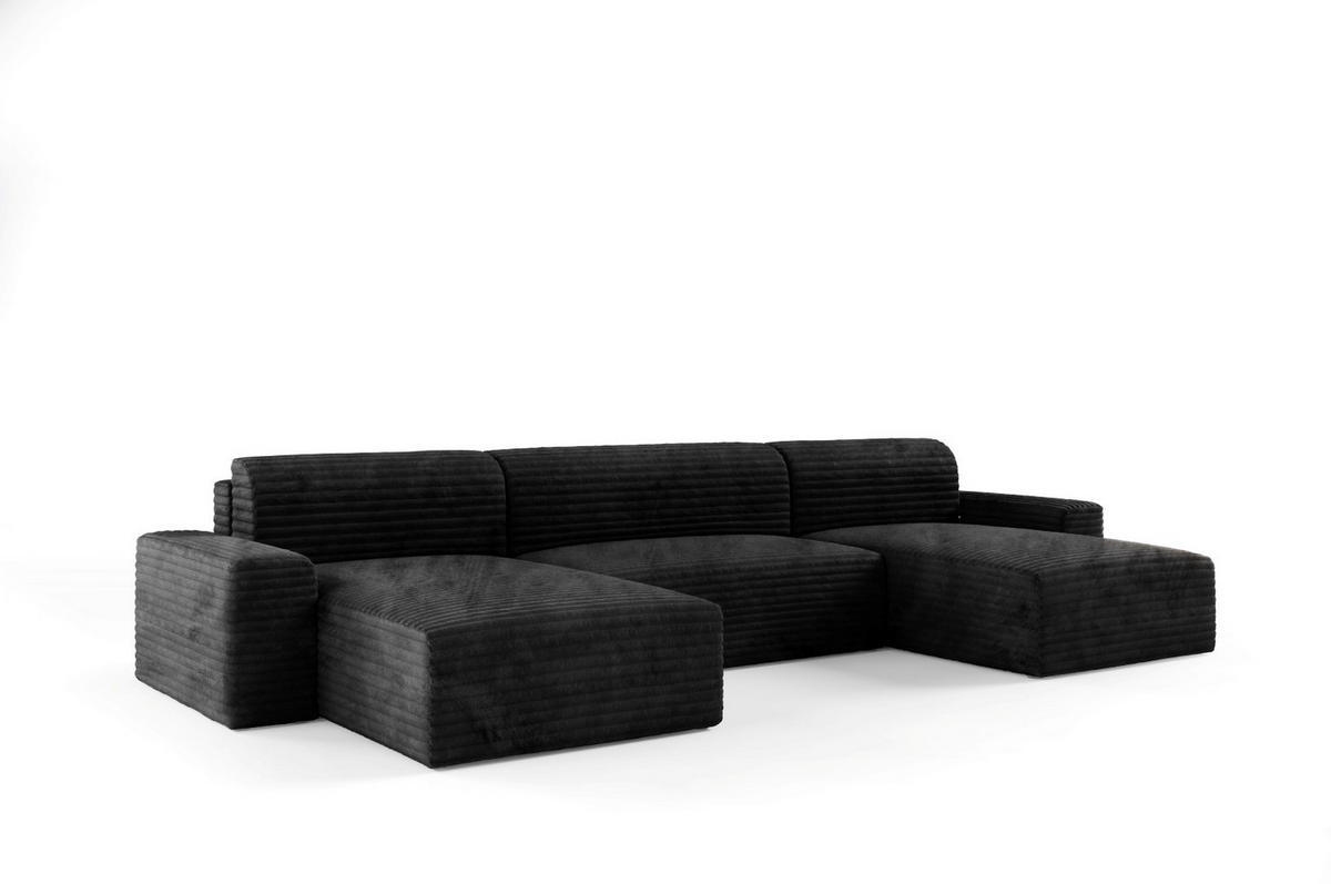 WOHNLANDSCHAFT mit Schlaffunktion Schwarz - Schwarz, Holz/Holzwerkstoff (300/70/185cm) - Furnisell
