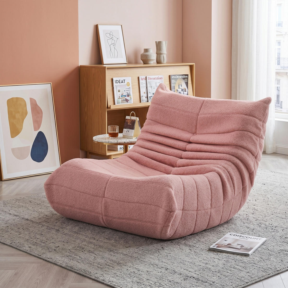 SITZSACK, 105x86x75 cm, Sitzsack in Birnenform, Sherpa-Stoff, Belastbarkeit bis 150 kg, Rosa - Rosa, Textil (86/75/105cm) - GENKI LIVING