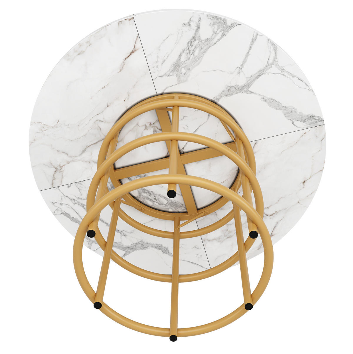 ESSTISCH, MDF in Marmoroptik & Metallgestell, 100/100/76 cm, Goldfarben - Goldfarben, Holzwerkstoff (100/100/76cm) - Redom